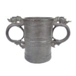 A rare Thai bronze twin handled noodle cup