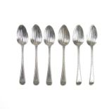 A set of six George III silver teaspoons, 18th century