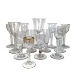A collection of English drinking glaking glasses, 18th/early 19th century. Comprissses, 18th century