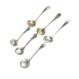 Six Victorian silver sugar sifting ladles