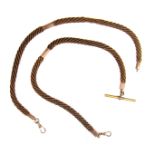 Two antique braided hair Albert chains.