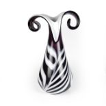 A large modern Italian deep purple and opaque white glass vase, Murano, Italy