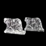 A pair of Baccarat Art Deco sculpted clear glass tigers