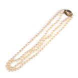 Double strand cultured pearl necklace.