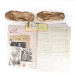 A pair of Dame Margot Fonteyn's pink satin ballet pointe shoes