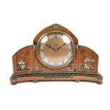 Chinoiserie style 8 day walnut mantle clock.