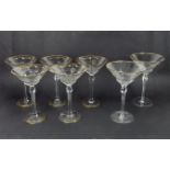 A collection of Moser gilt crystal glass champagne stem goblets, early 20th century
