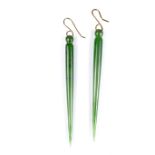 Carved New Zealand jade spike earrings by Ian Boustridge.