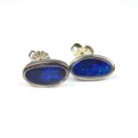 Black opal silver earrings.