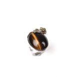 Silver tiger's eye ring.