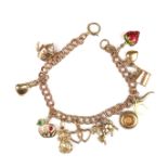 Yellow gold charm bracelet.