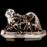 A Baccarat Art Deco sculpted clear glass model of a tiger