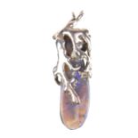 Silver water opal pendant.