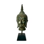 A Thai bronze Buddha head, 20th century