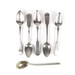Six Russian silver teaspoons, 19th century