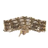 9 ct yellow gold gate link bracelet.