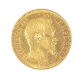 Gold 100 Francs coin.