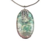White gold opalescent hardstone pendant necklace.