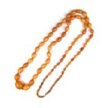 Graduated butterscotch amber bead necklace.