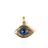 18 ct yellow gold evil eye pendant.