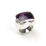 Stephen Webster 18 ct white gold amethyst and diamond ring.