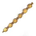 14 ct yellow gold Austrian ducat bracelet.