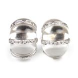 18 ct white gold rock crystal and diamond earrings.