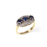 18 ct yellow gold sapphire and diamond ring.