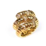 18 ct yellow gold diamond snake ring.