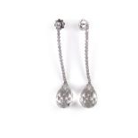 18 ct white gold rock crystal and diamond earring pendants.