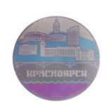 Russian 'КРАСНОЯРСК' printed grey metal medallion