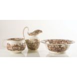 Set in ceramica, Inghilterra, fine del XIX secolo. Composto da: pitale, brocca e catino decorati a