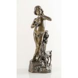 Joaquim Anglès Cañe (1859 - Parigi 1911), “Idylle”. Scultura in bronzo a patina verde e