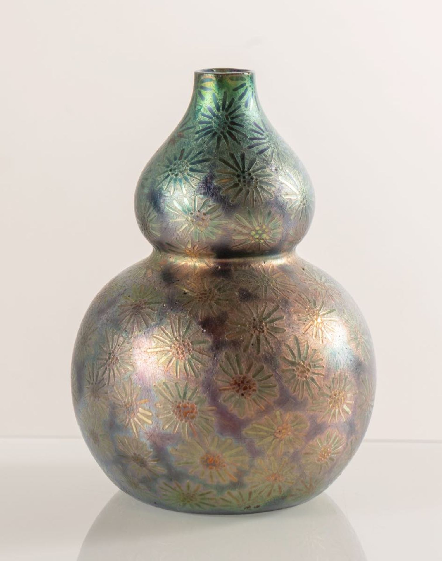 Clément Massier, Piccolo vaso in ceramica a forma di zucca, 1890 - 1910.Superficie interamente - Bild 2 aus 3