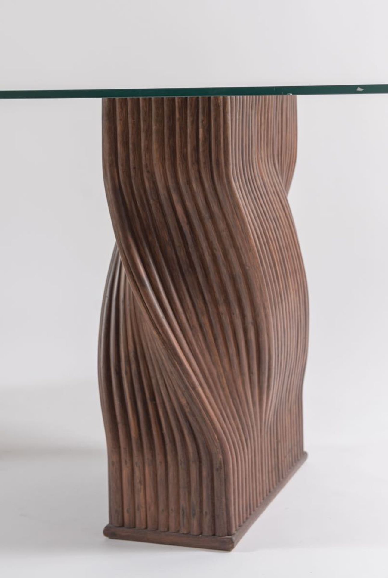 Coppia di basi per tavolo in bambù ritorto a tinta scura, Italia, Anni ‘70.H cm 70x60x21 - Bild 2 aus 2