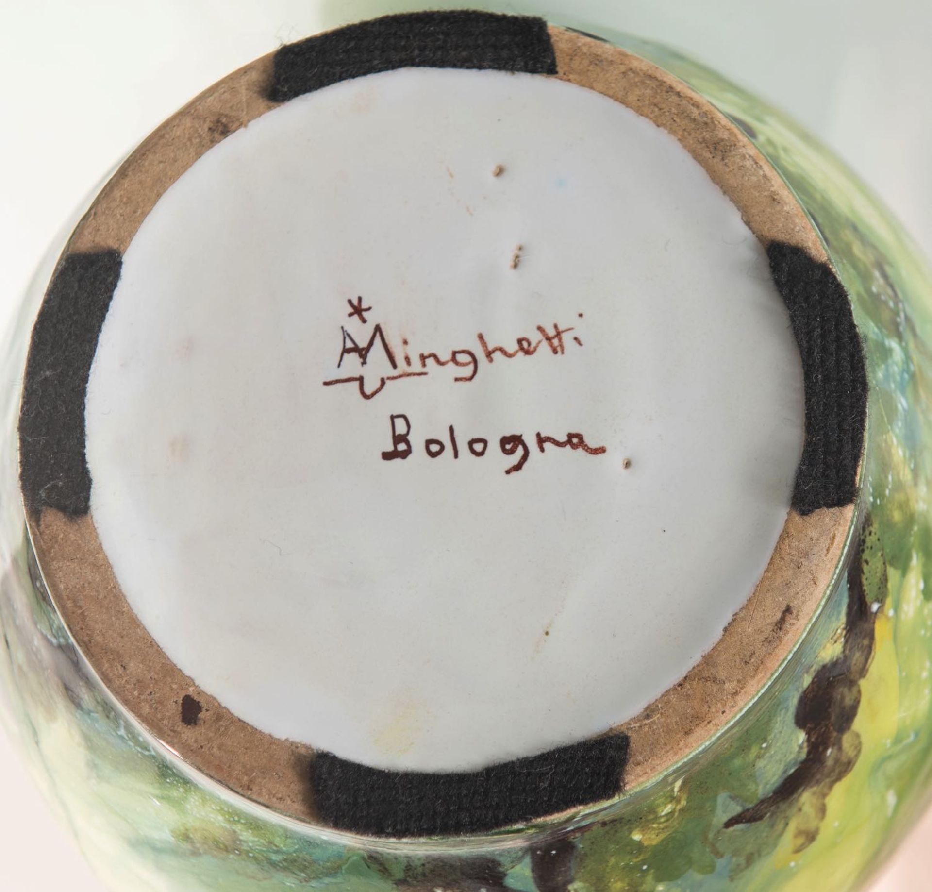 Manifattura Angelo Minghetti, Vaso piriforme in ceramica, Bologna, Anni ‘50.Decorazione policroma - Bild 2 aus 2