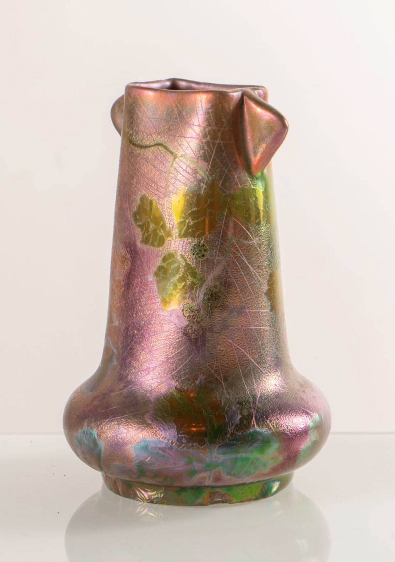 Clément Massier, Vaso piriforme in ceramica con collo schiacciato, 1890 - 1910.Imboccatura - Bild 2 aus 3