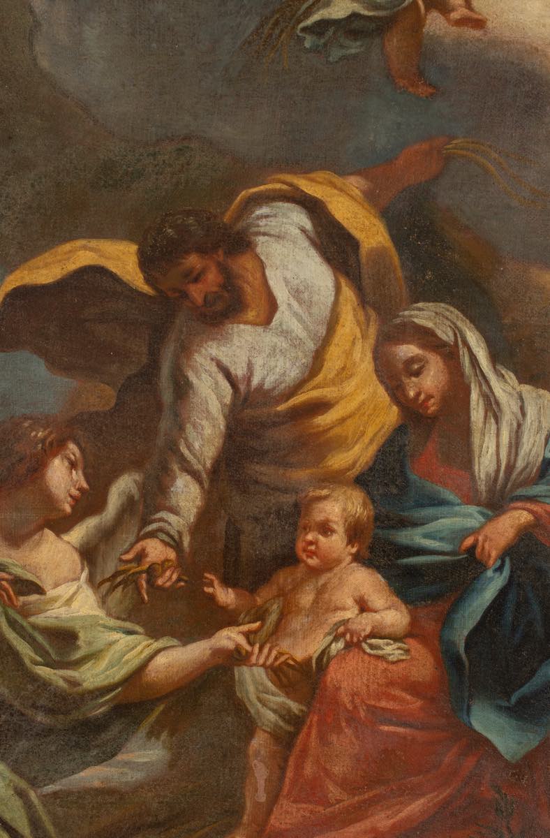 Maestro Italiano della metà del XVII secolo, "Madonna con Bambino e Angeli".Olio su tela, H cm - Image 2 of 4