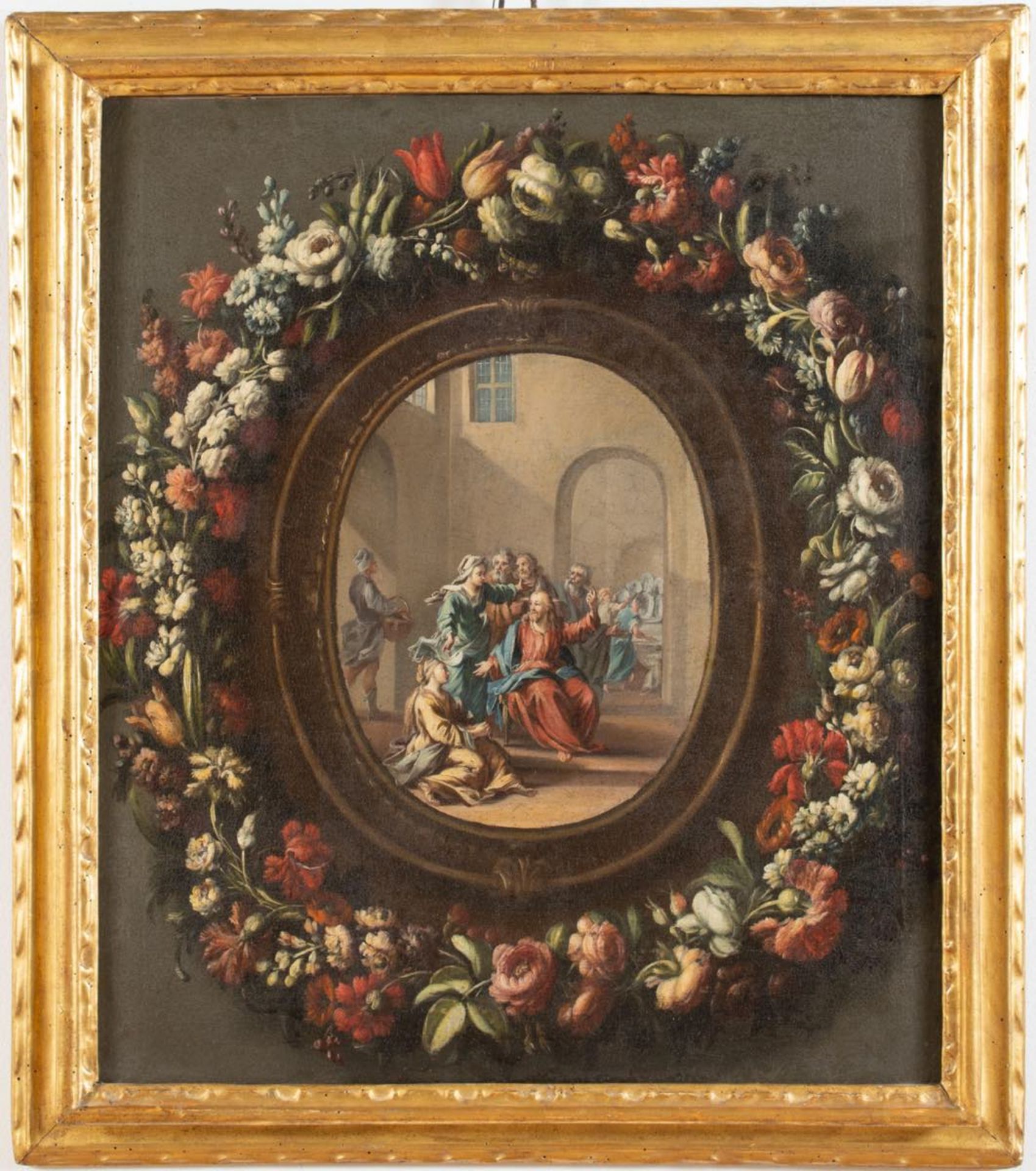 Maestro Emiliano del XVIII secolo, Coppia di dipinti raffiguranti "Scene di vita di Cristo entro - Image 5 of 7
