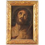 Maestro del XVII secolo, "Ecce Homo".Olio su tela, H cm 44x29 (lievi difetti)