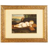 Maestro degli inizi del XIX secolo, "Gesù Bambino dormiente sulla Croce".Olio su tela, H cm