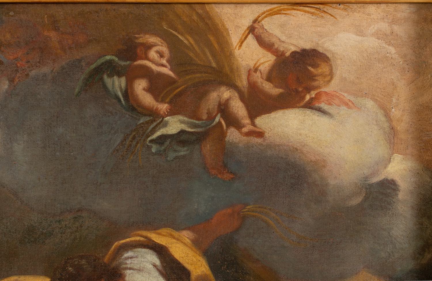 Maestro Italiano della metà del XVII secolo, "Madonna con Bambino e Angeli".Olio su tela, H cm - Image 3 of 4