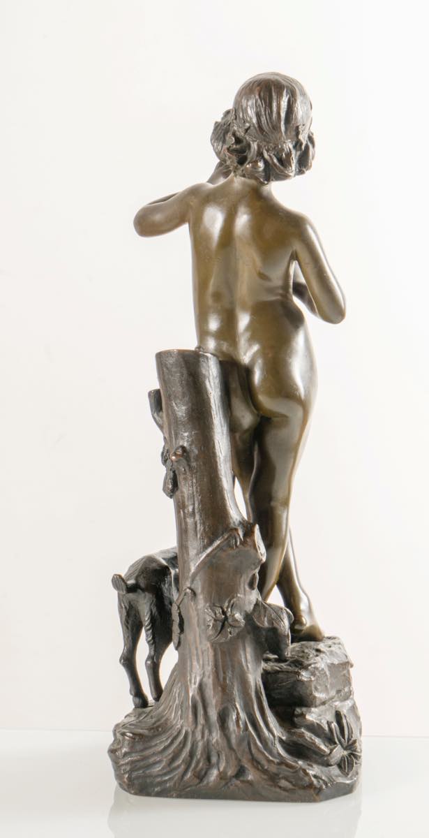 Joaquim Anglès Cañe (1859 - Parigi 1911), "Idylle".Scultura in bronzo a patina verde e - Image 4 of 6