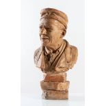 Ambrogio Zuffi (Ferrara 1833 - 1922), Scultura in terracotta raffigurante "Busto maschile".Reca