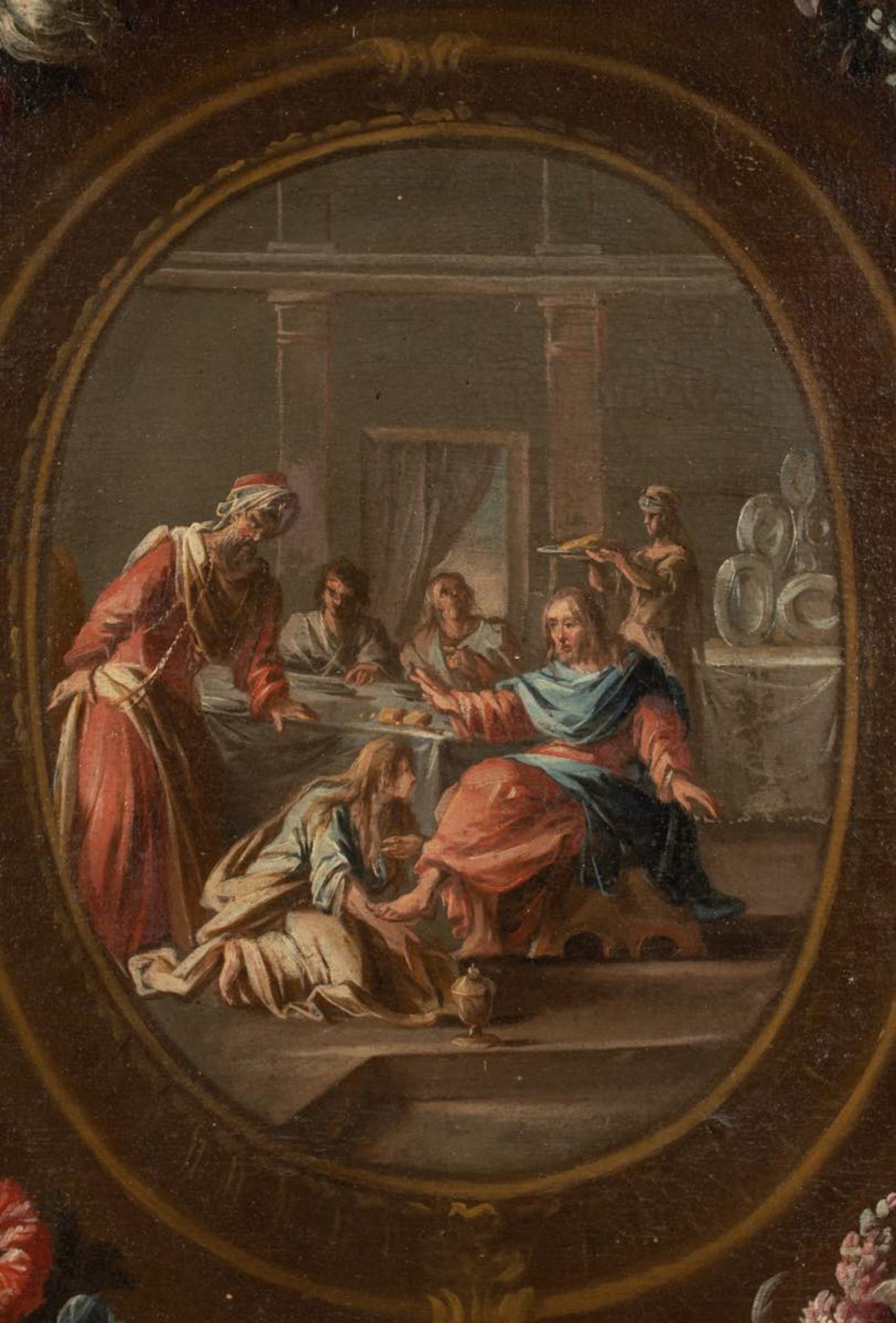 Maestro Emiliano del XVIII secolo, Coppia di dipinti raffiguranti "Scene di vita di Cristo entro - Image 3 of 7