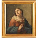 Maestro del XVIII secolo, "Madonna in estasi".Olio su tela, H cm 67x61 - con cornice H cm 83x76