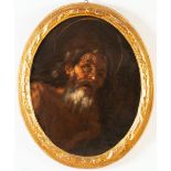 Giacinto Brandi (Roma 1621 - 1691), "Volto di Santo", XVII secolo.Olio su tela, H cm 66.5x53.5