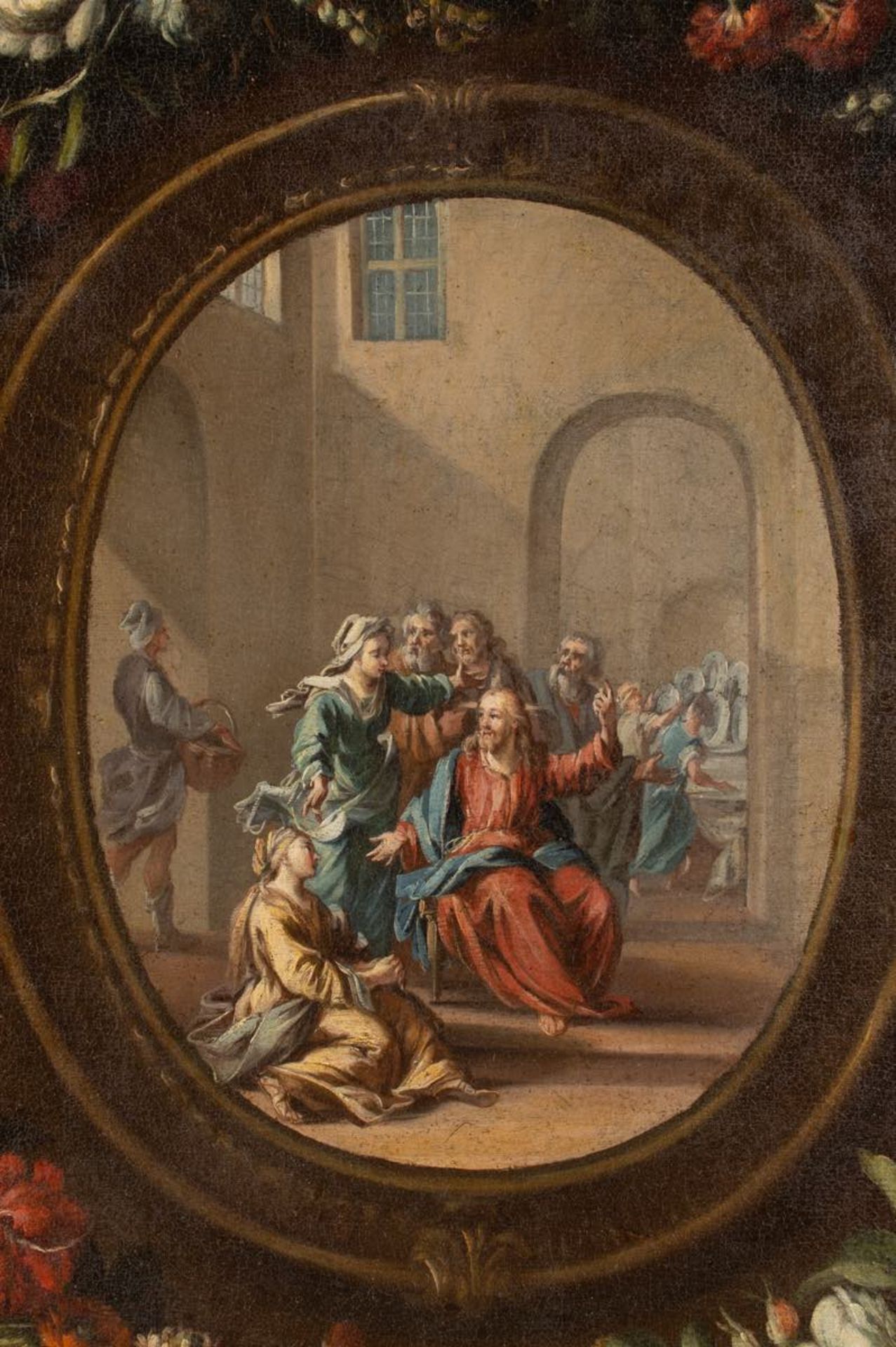 Maestro Emiliano del XVIII secolo, Coppia di dipinti raffiguranti "Scene di vita di Cristo entro - Image 6 of 7