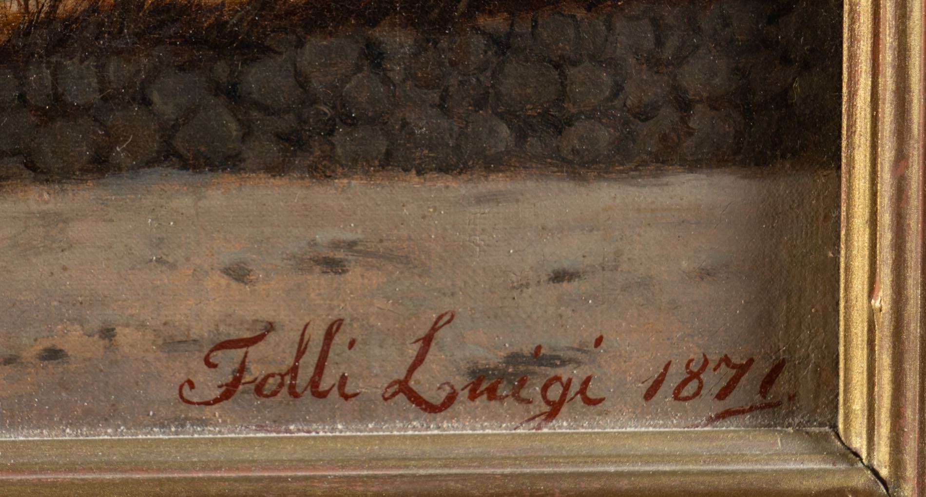 Luigi Folli (Massa Lombarda 1830 - Bologna 1891), “Paesaggio”, 1871.Olio su tela, firmato e - Image 2 of 3