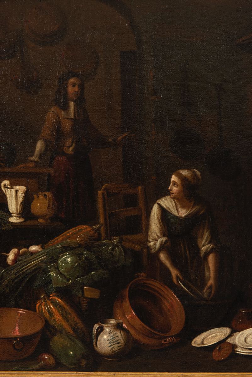 Gian Domenico Valentino (Roma 1630 - Imola 1708), “Interno di cucina con natura morta di - Image 3 of 5